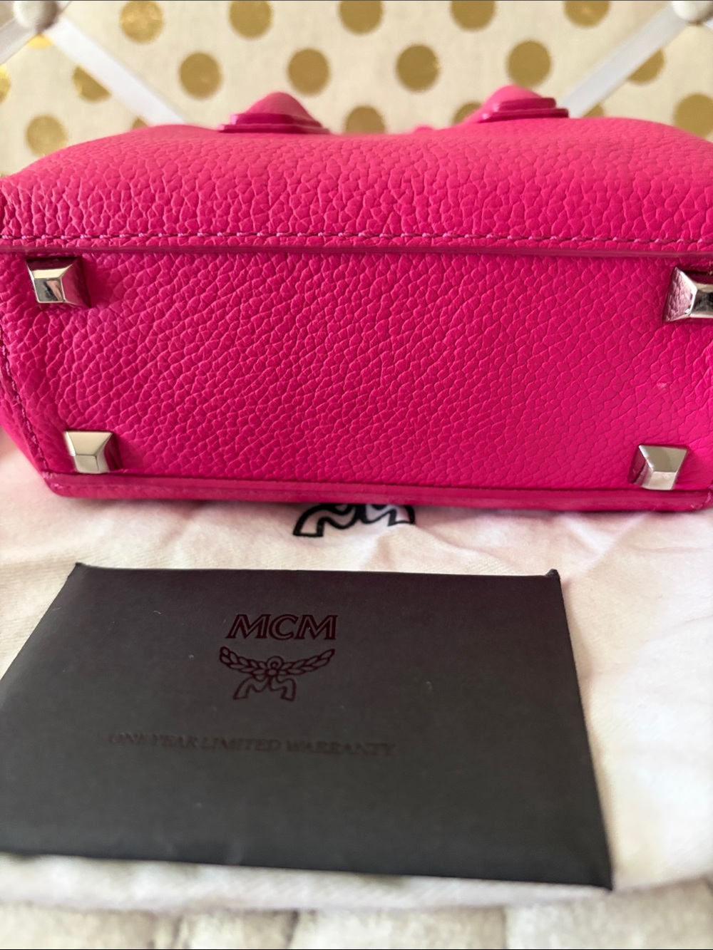 MCM X Mini Grained Calffskin Milla Tote in Beetrooth Pink NWT - Picture 5 of 15